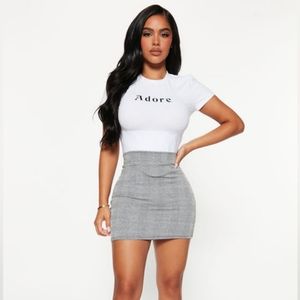 Plaid Black and White Mini Skirt